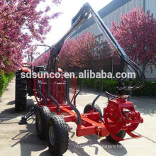 tractor implement 8 Tons log trailer with grapple